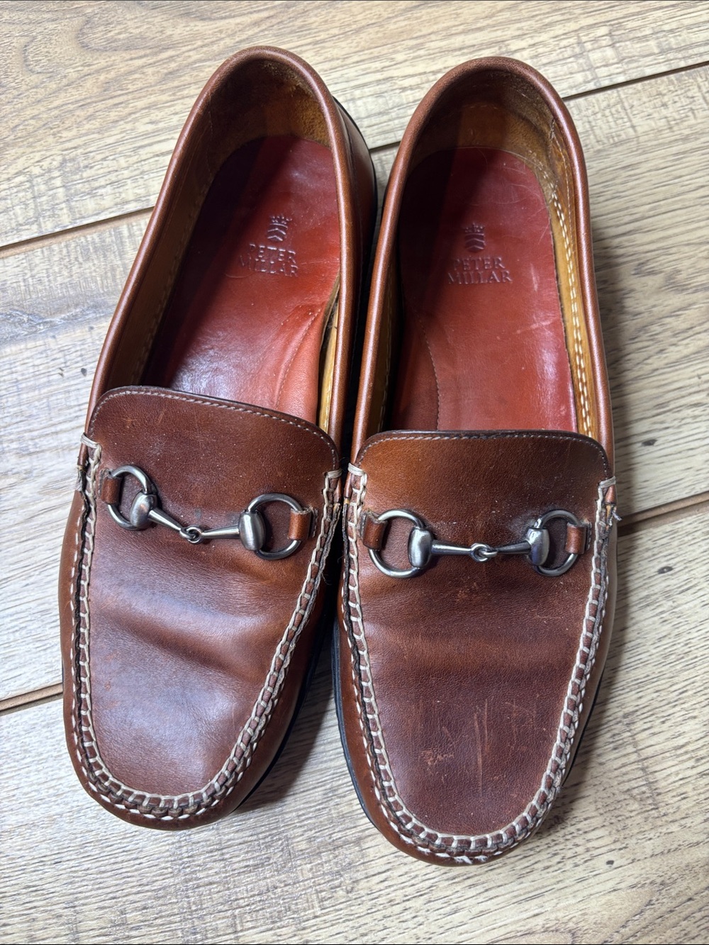 Men's Peter Millar Kiley Driving Moccasins in Brown Leather Size 10